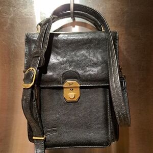 Black Leather Messenger Bag Made In France